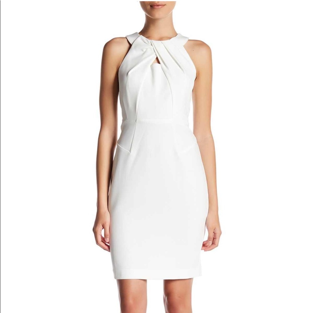 NWT Sharagano Ivory Cocktail Bodycon Dress Size 12